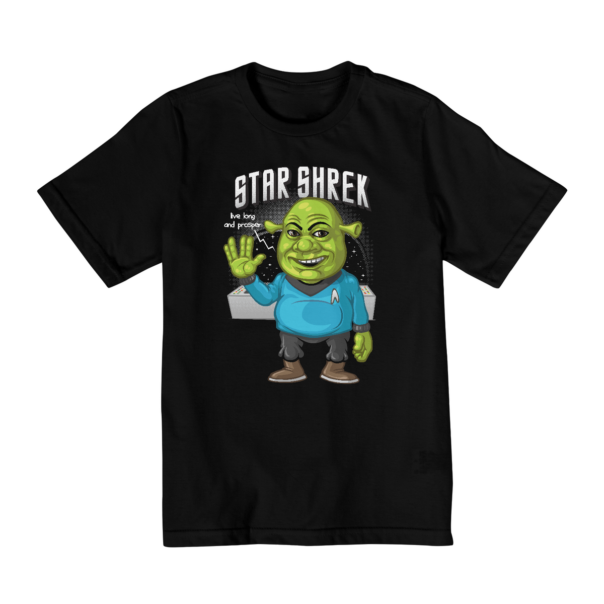 Nome do produto: Camiseta Infantil (10 a 14) Shrek Star Trek