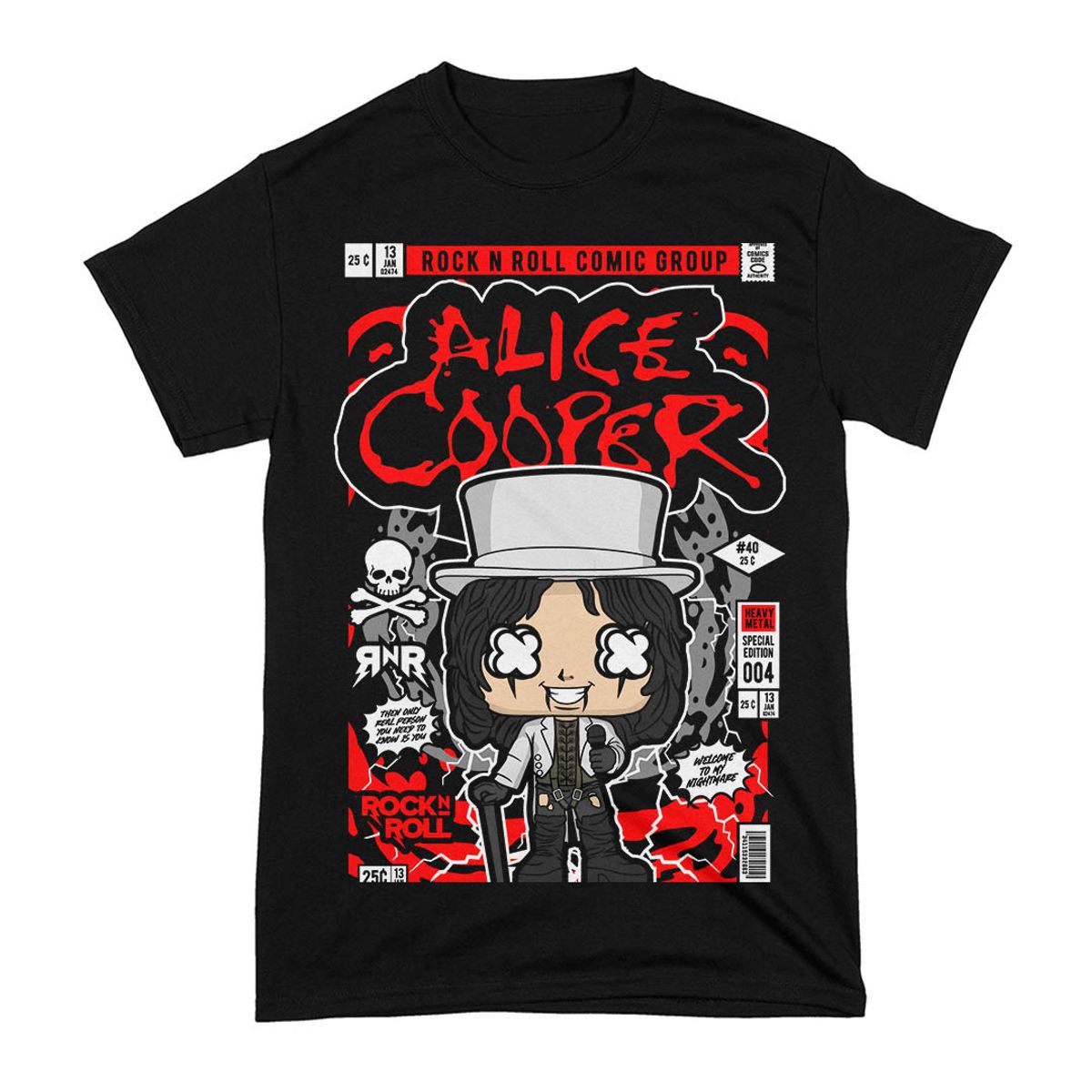 Nome do produto: Camiseta Alice Cooper Cultura Pop Star