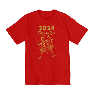 Nome do produtoCamiseta Infantil (10 a 14) Ano Novo 2024 Brinde Glitter