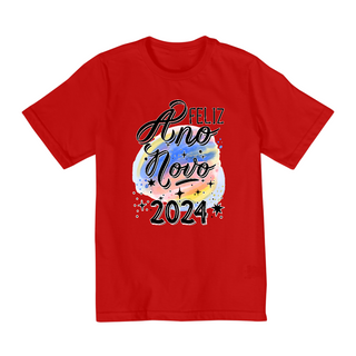 Nome do produtoCamiseta Infantil (2 a 8) Ano Novo Aquarela 2024