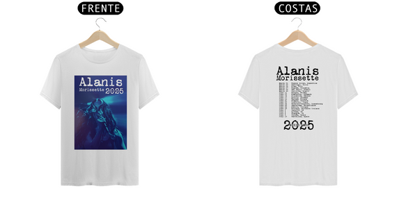 T-SHIRT ALANIS TOUR 2025 FRENTE/COSTA SILK PRETO