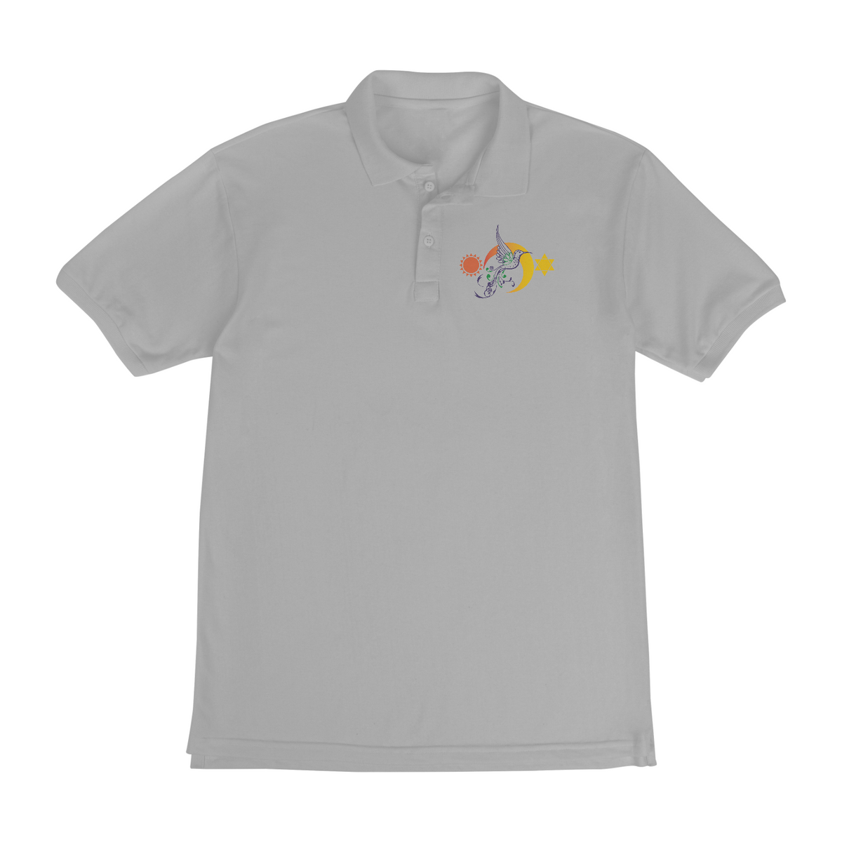 Nome do produto: Camiseta Polo Sol, Lua e Estrela