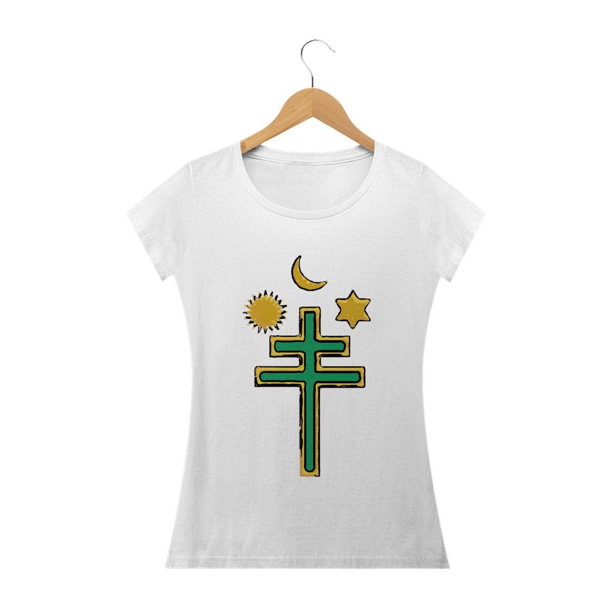 Nome do produto: Camiseta Feminina Santo Daime