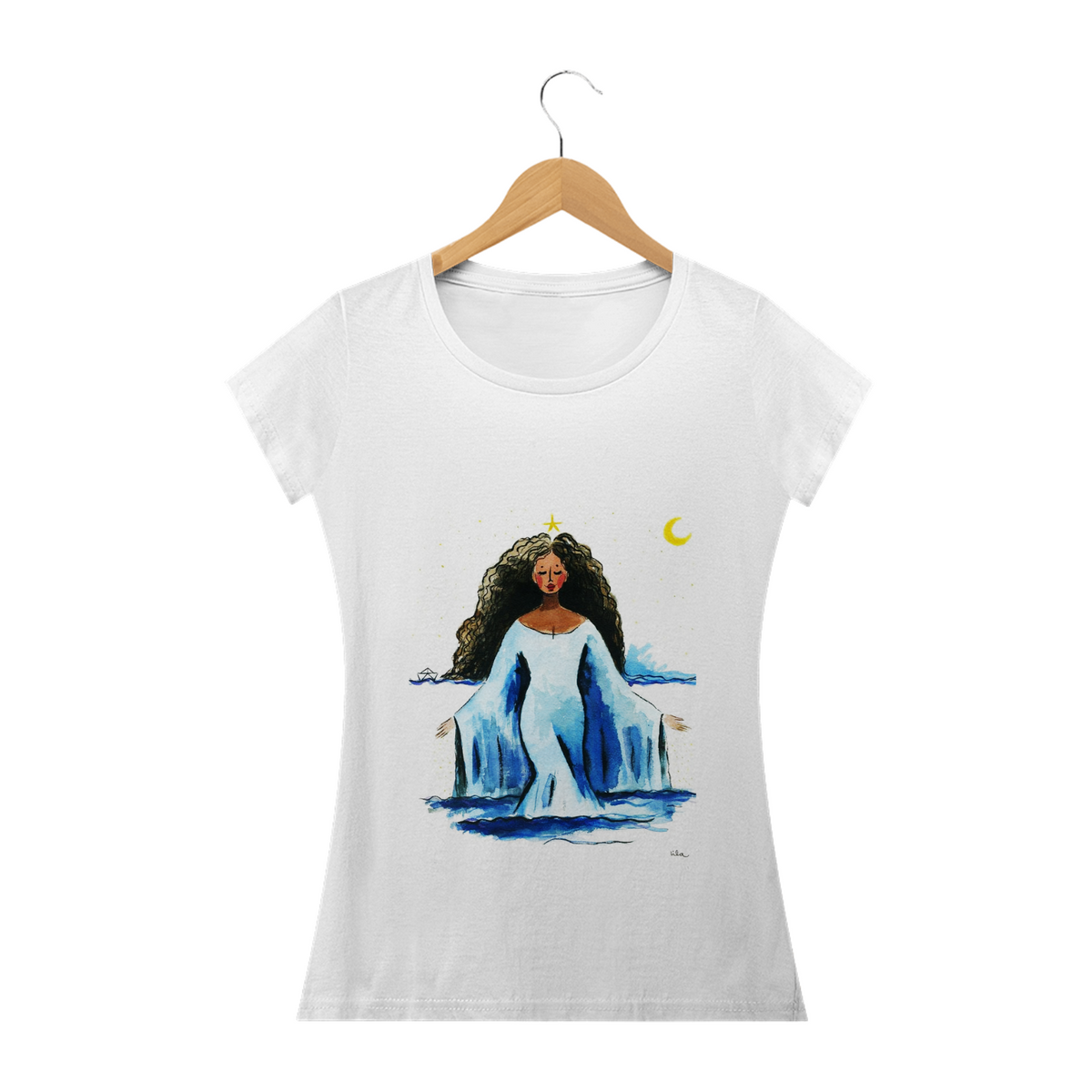 Nome do produto: Camiseta Feminina Rainha Yemanjá