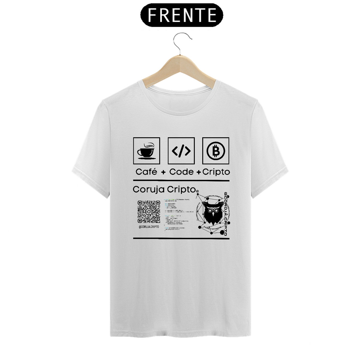 Nome do produto: Camiseta Branca Coruja Cripto - Coruja Pro 