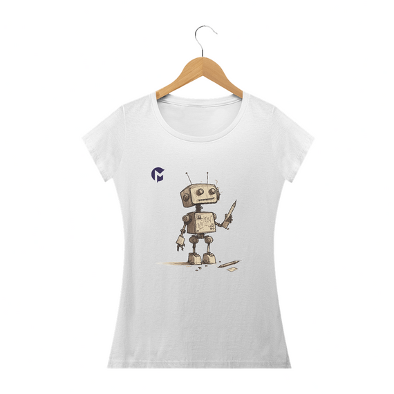 Camiseta Fem Robôzin - ML Branca