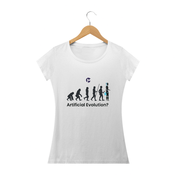 Camiseta Fem Evolução Artificial - ML Branca