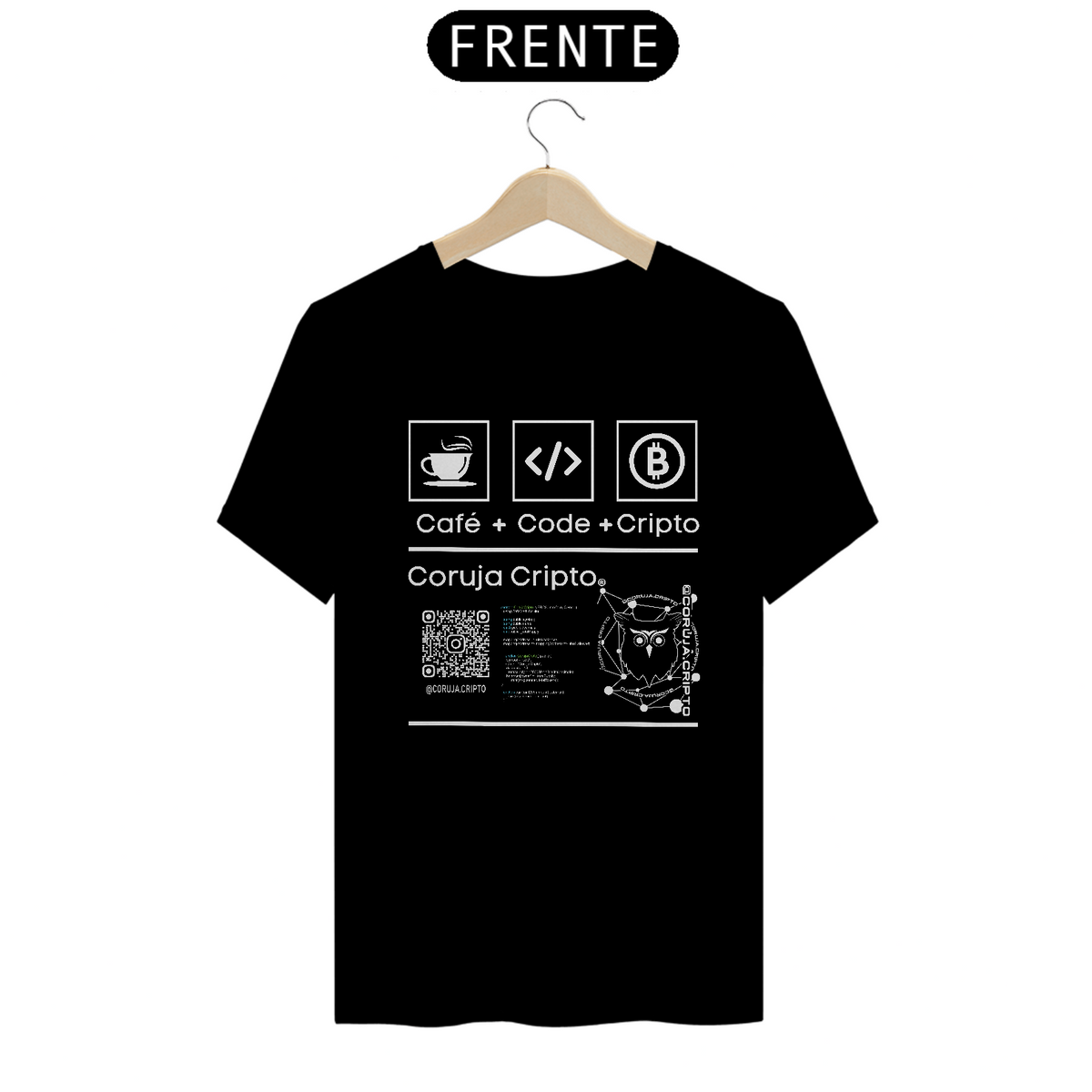 Nome do produto: Camiseta Preta Coruja Cripto - Coruja Pro