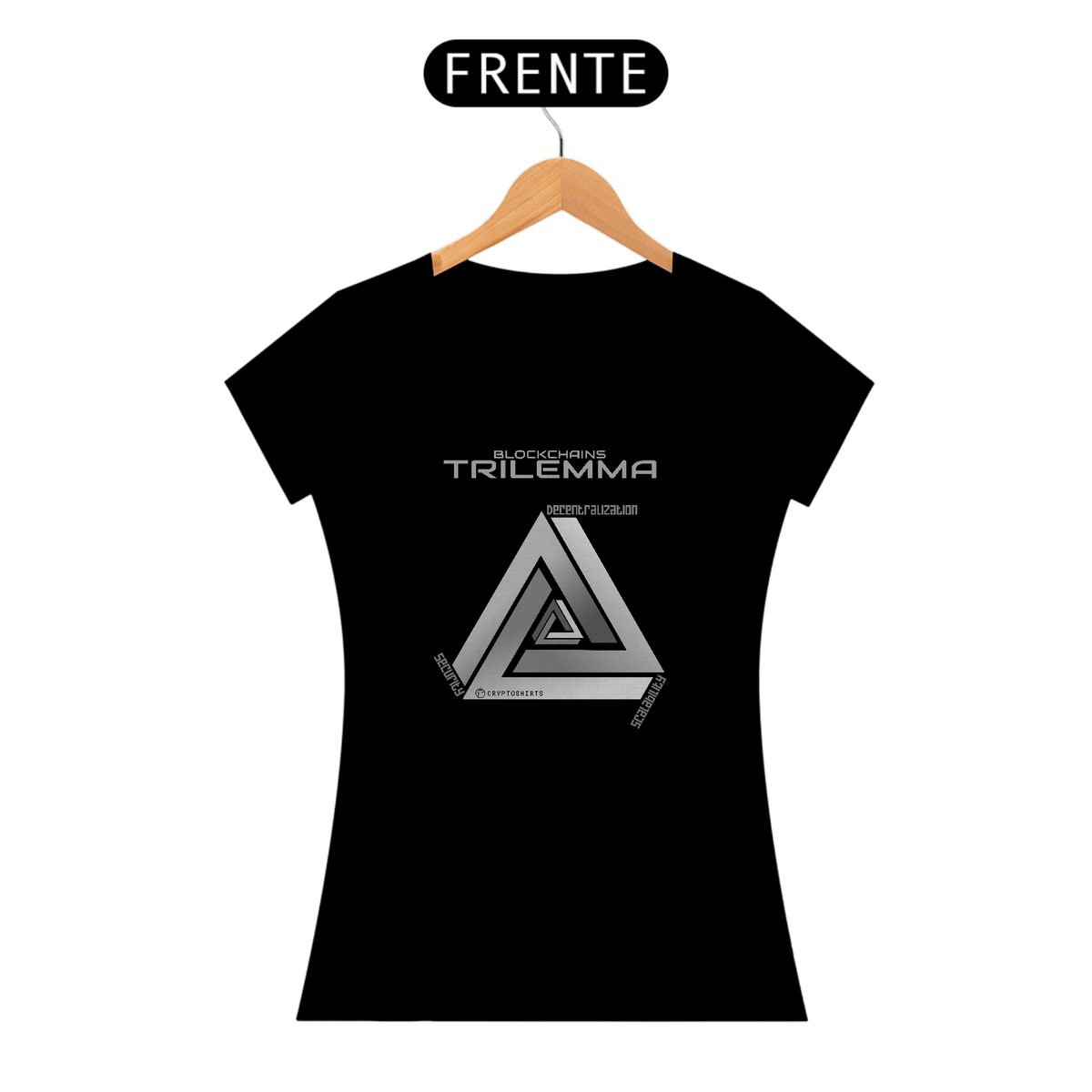 Nome do produto: Camiseta Fem CryptoShirts 22 - Blockchains Trilemma