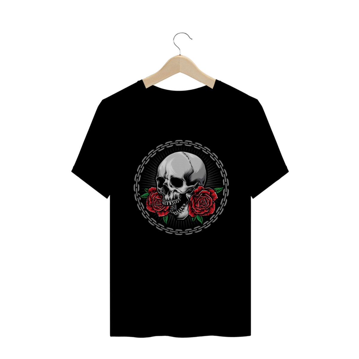 Nome do produto: T-Shirt Caveira e Rosas