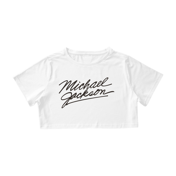 Camisa Cropped Michael Jackson Autografo (Branca)