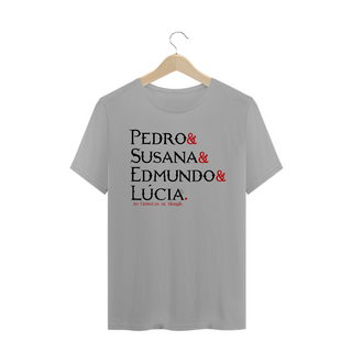 Nome do produtoCamiseta Pedro, Susana, Edmundo e Lúcia - cores claras [As Crônicas de Nárnia]