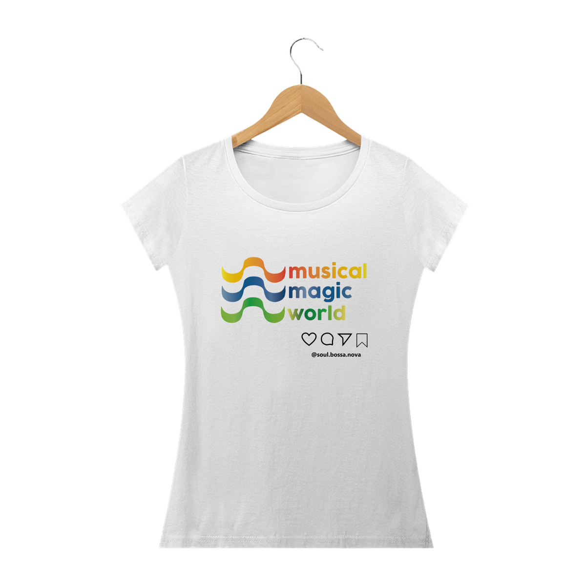 Nome do produto: Camiseta feminina Musical Magic World - Malha Prime
