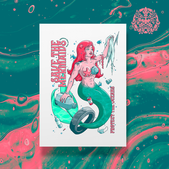 Protect the Oceans - Mermaid (Poster A3)