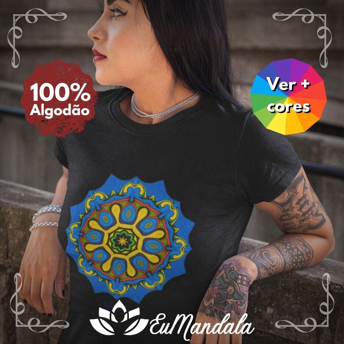 Nome do produtoBabylook Mandala Bela Hindu Budista Colorida [EuMandala by Will Markz]