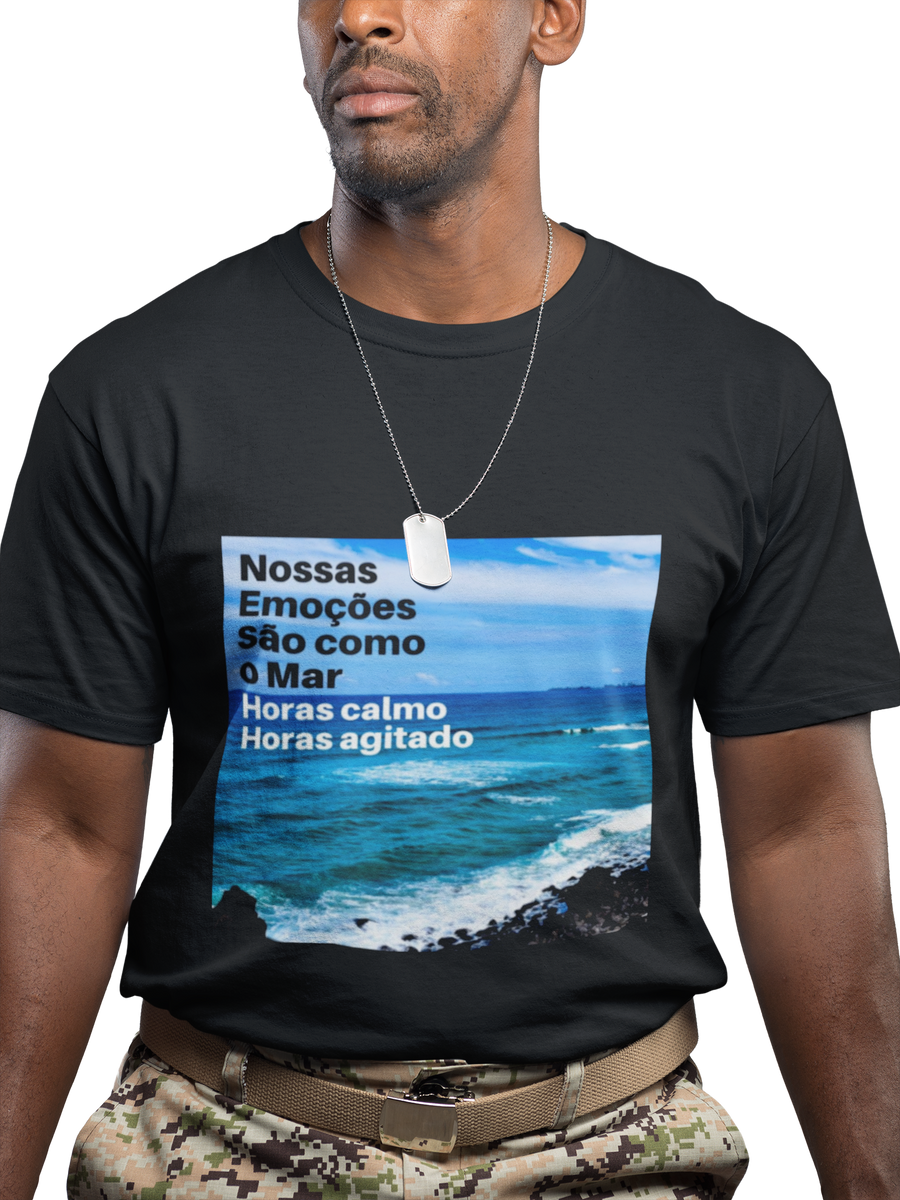 Nome do produto: Camiseta Masculina Básica Mar Calmo e Agitado