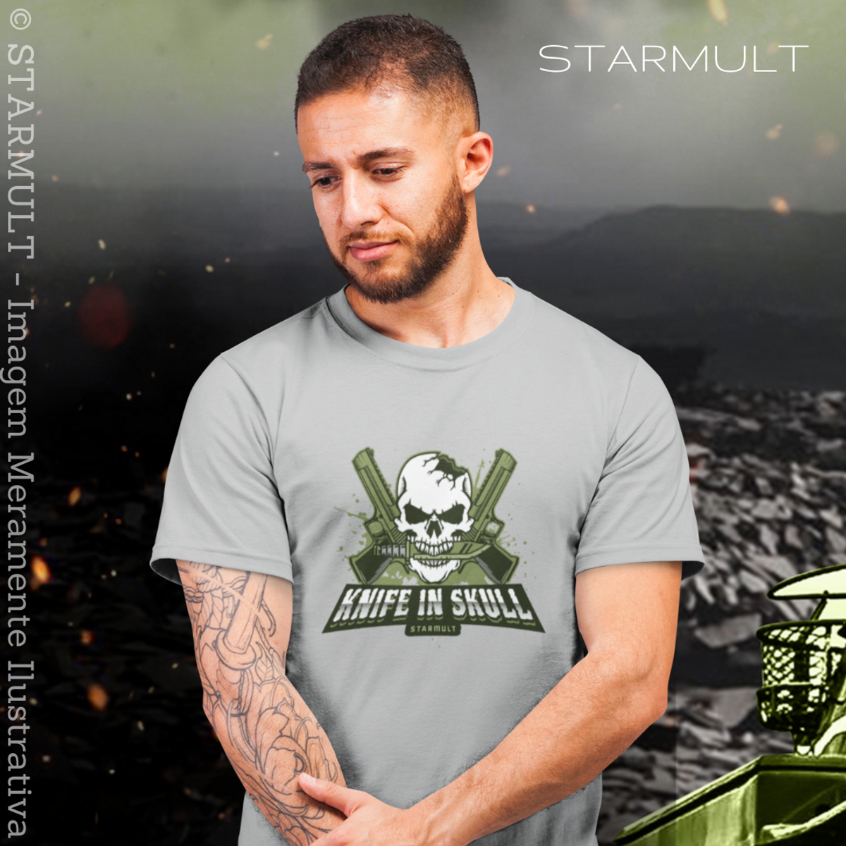 Nome do produto: CAMISETA - KNIFE IN SKULL STARMULT