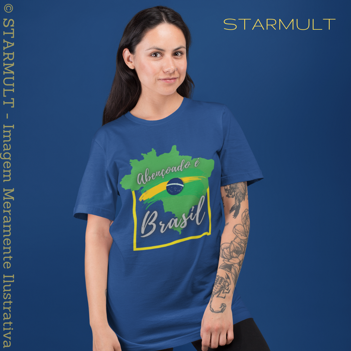 Nome do produto: CAMISETA - ABENÇOADO É O BRASIL STARMULT