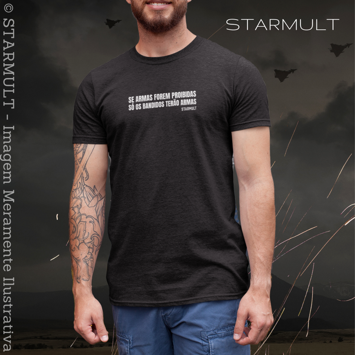 Nome do produto: CAMISETA - SE ARMAS FOREM PROIBIDAS SÓ OS BANDIDOS TERÃO ARMAS (WHITE) STARMULT