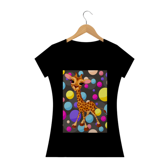 Camiseta Baby Long Girafa Colorida