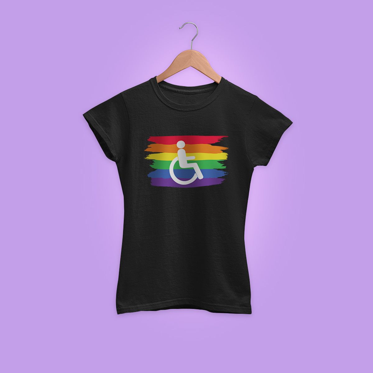 Nome do produto: BABY LOOK - MEU MUNDO ATÍPICO - CADEIRANTE+LGBT