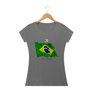 Camiseta I love Brazil Modelo Baby Long Estonada - GK 22