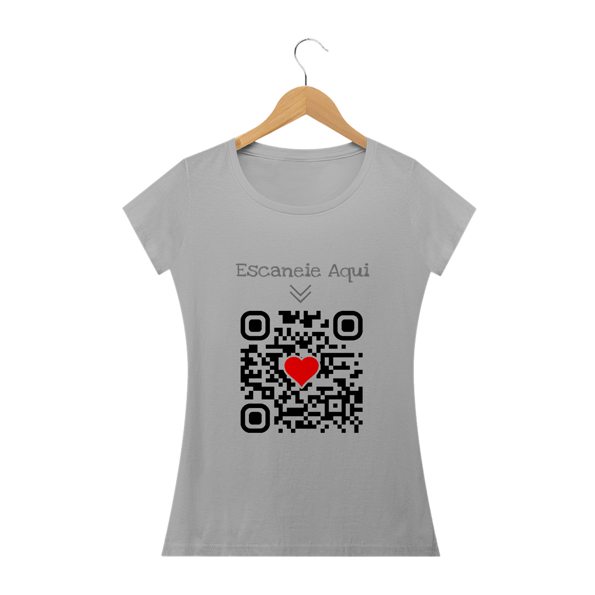 Nome do produto: Camiseta QR Code Eu te Amo Feminino