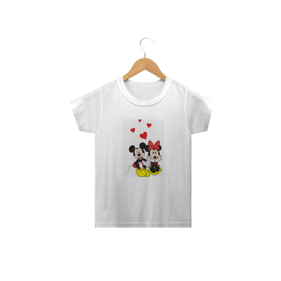 Camiseta Infantil Feminina Mickey e Minei