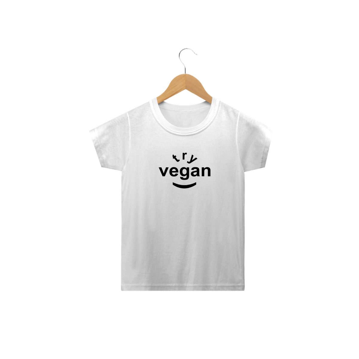 Nome do produtoCamiseta Try Vegan. Tam: 2 ao 14.