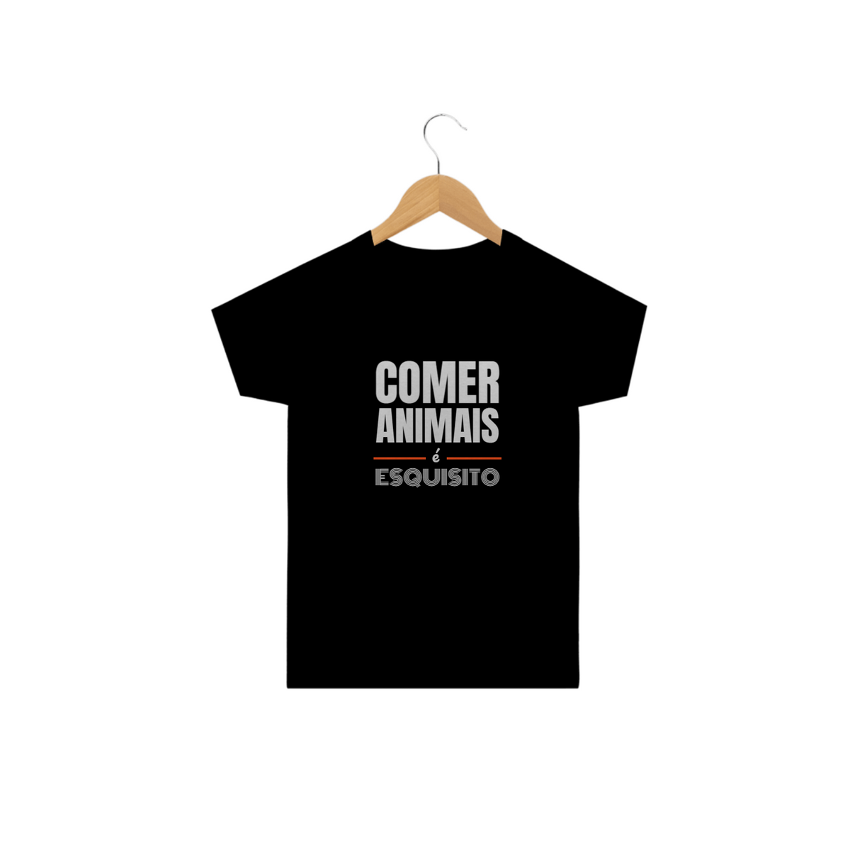 Nome do produtoCamiseta Comer animais é esquisito. Tam: 2 ao 14.