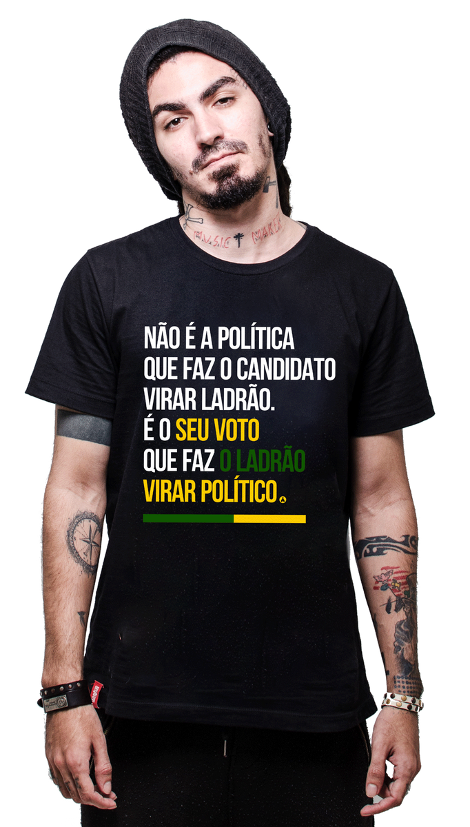 Nome do produto: Camiseta Politica | Seu Voto Faz o Ladrão