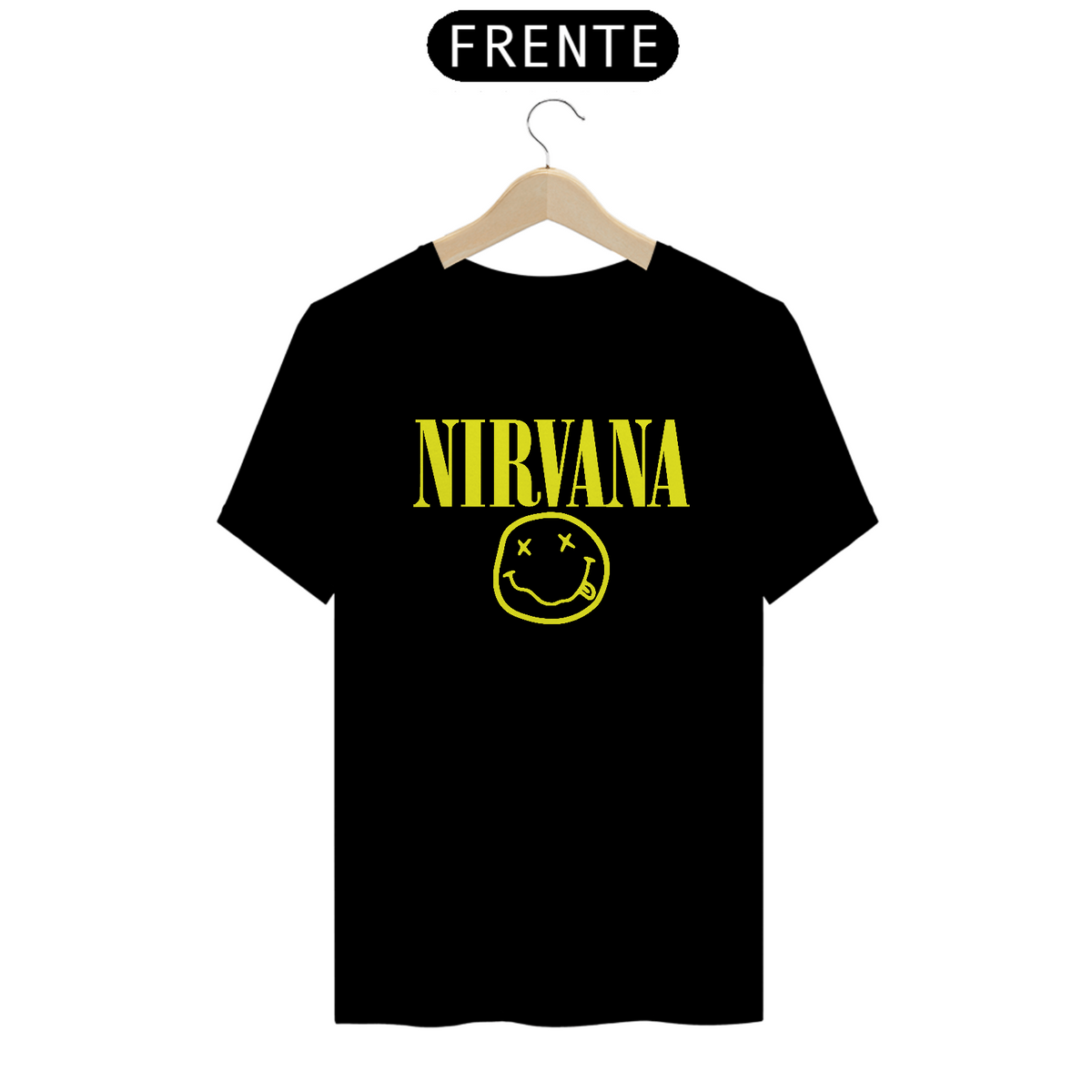 Nome do produto: camiseta nirvana - logo amarelo