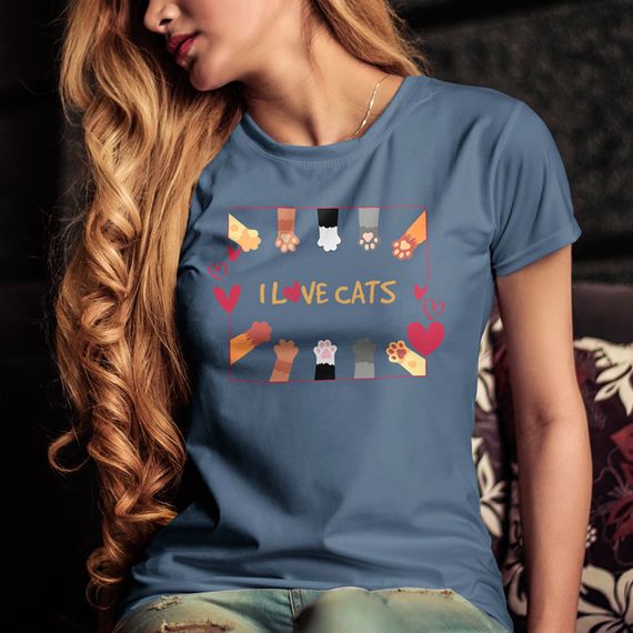 CAMISETA LOVE CATS COLORS