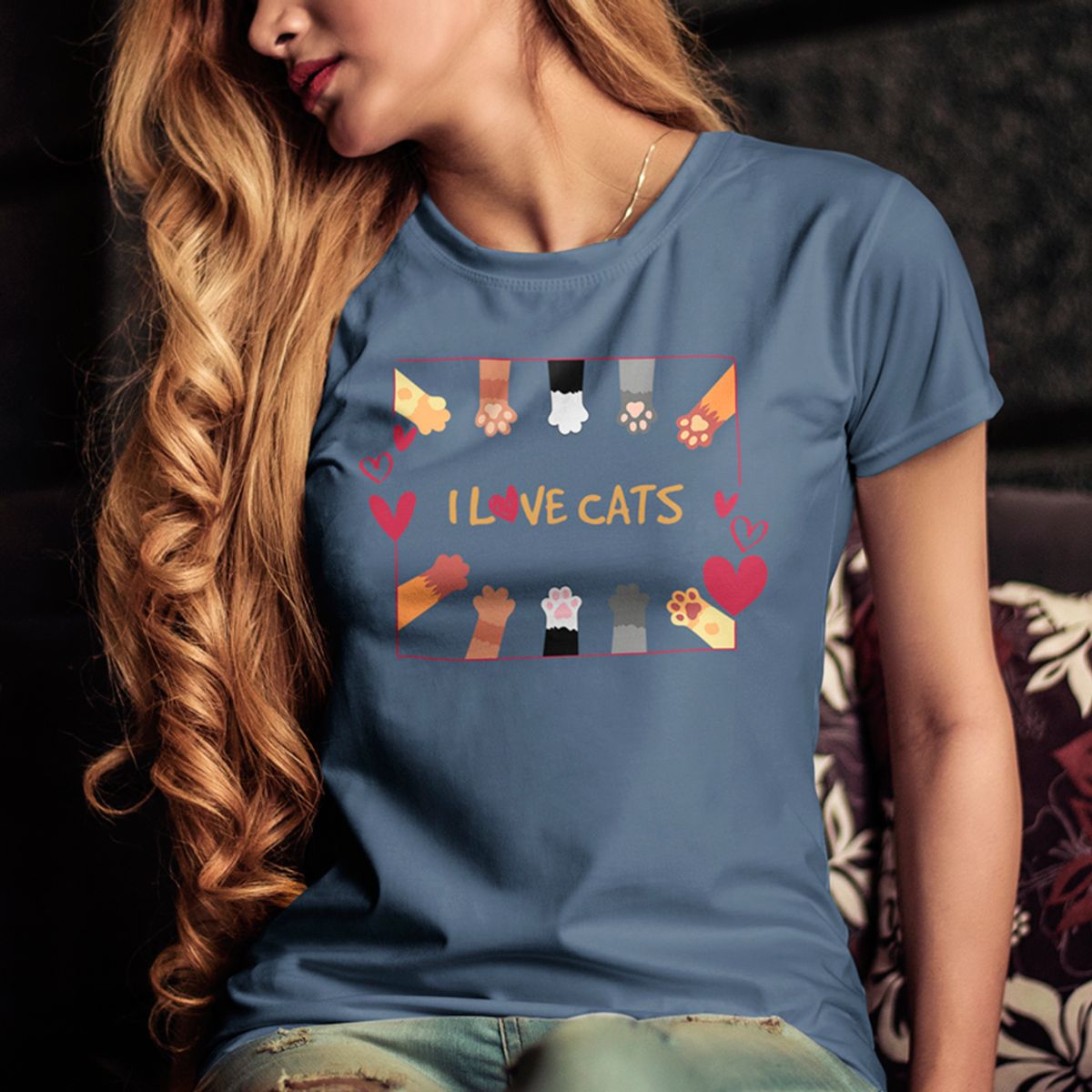 Nome do produto: CAMISETA LOVE CATS COLORS