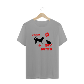 Nome do produtoT-Shirt Quality - I Love My Pet - Cão e Gato