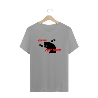 Nome do produtoT-Shirt Quality - I Love My Pet - Banho de Gato