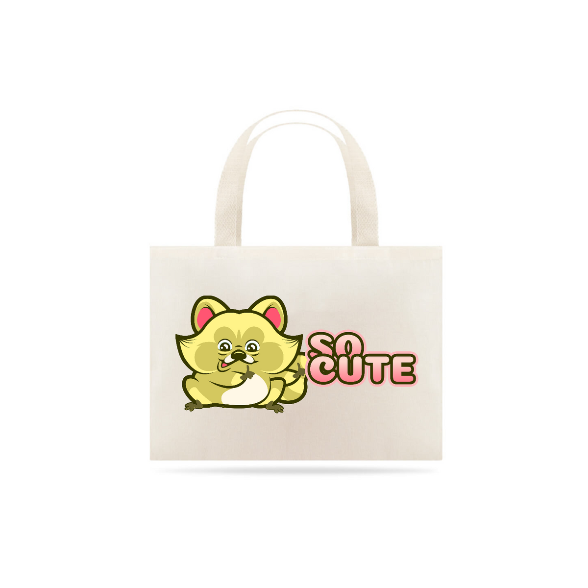 Nome do produto: Eco Bag Grande - So Cute - Yellow Raccoon