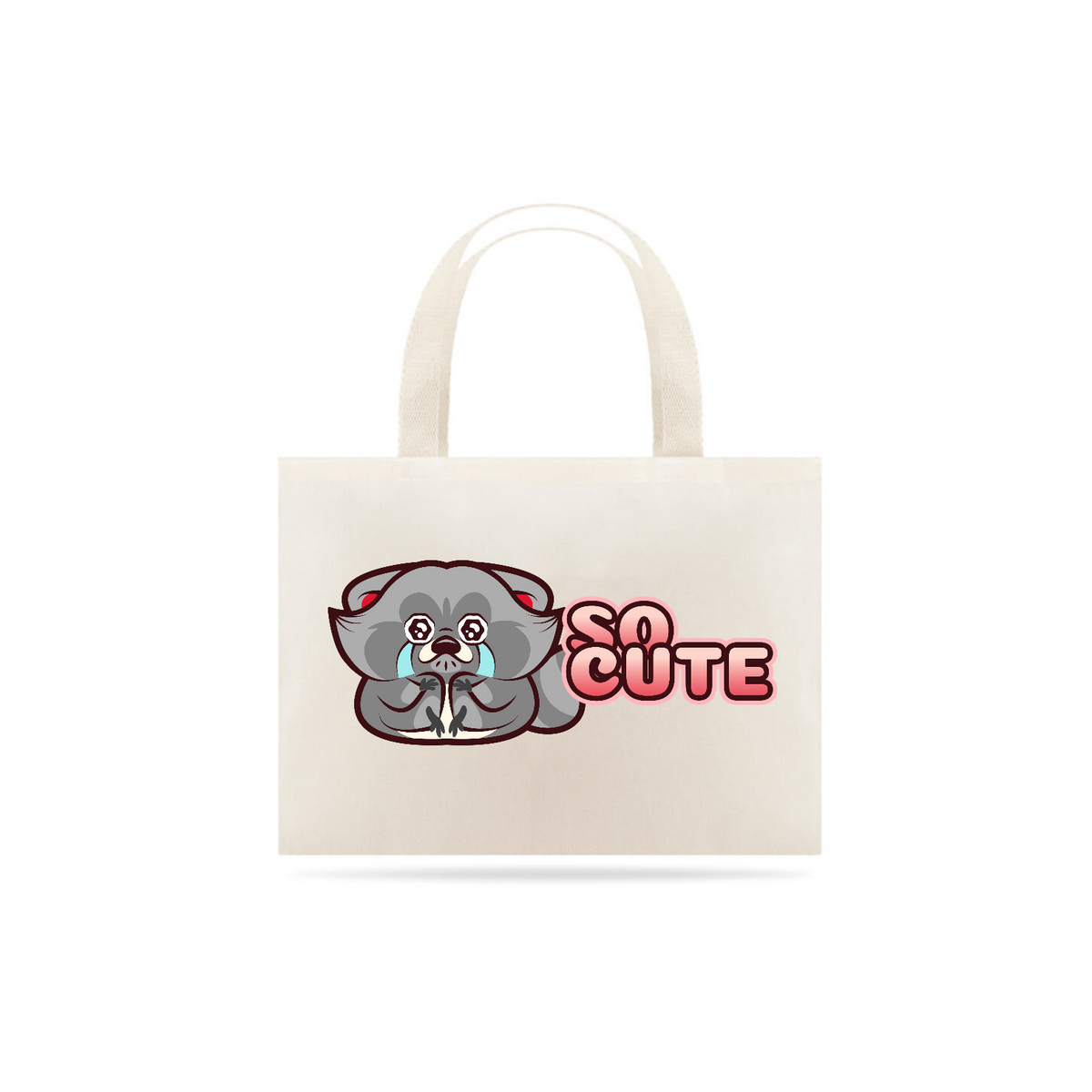 Nome do produto:  Eco Bag Grande - So Cute - Excited Raccoon
