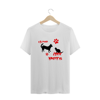 Nome do produtoT-Shirt Quality - I Love My Pet - Cão e Gato