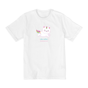 Camiseta Infantil Gato Unicórnio Raro - 8 a 14 anos