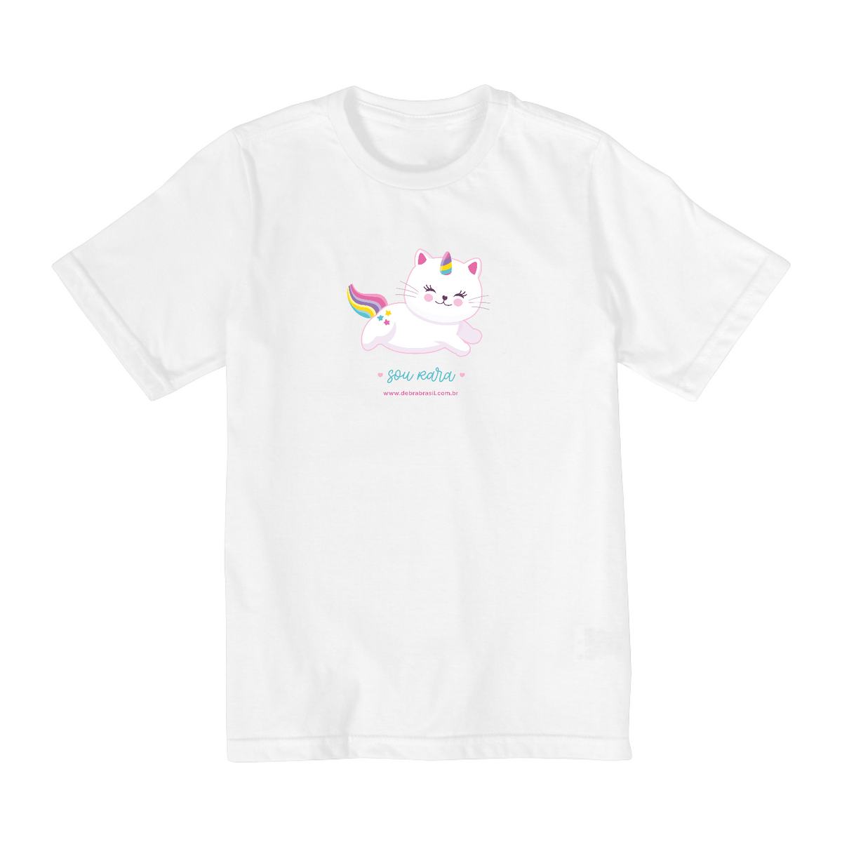 Nome do produto: Camiseta Infantil Gato Unicórnio Raro - 8 a 14 anos