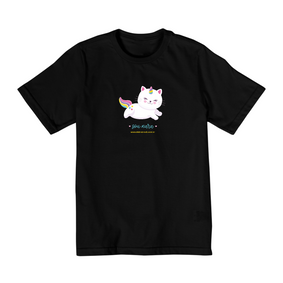 Camiseta Infantil Gato Unicórnio Raro - 2 a 8 anos 
