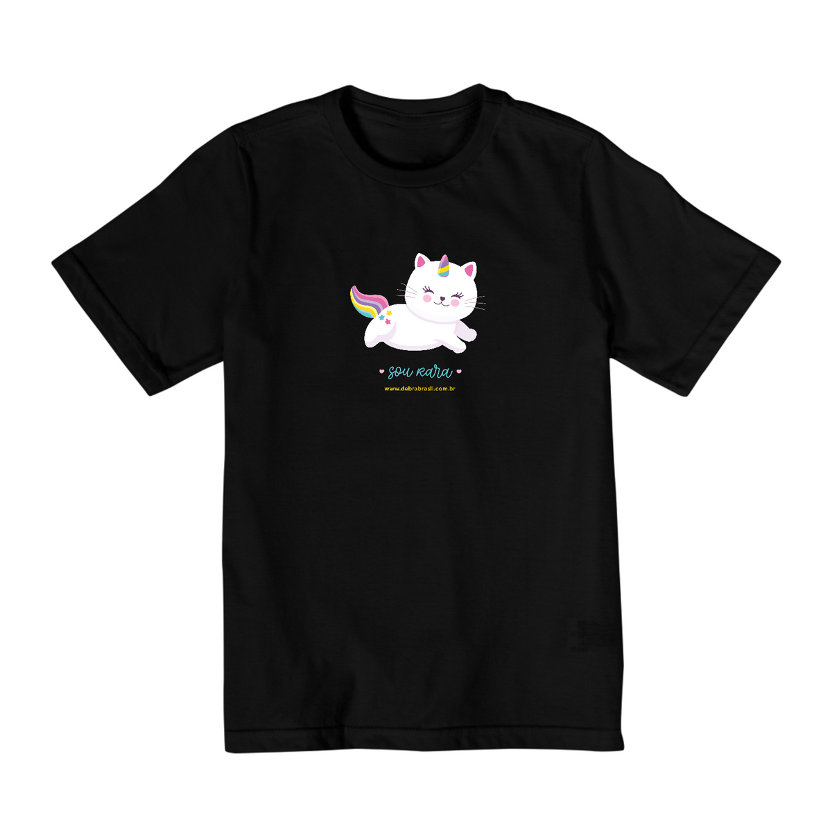 Nome do produtoCamiseta Infantil Gato Unicórnio Raro - 2 a 8 anos 