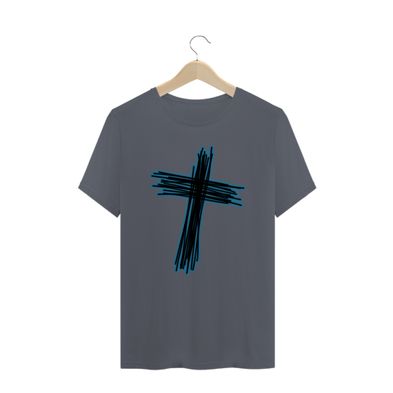 T-shirt Gospel - cruz brilho azul