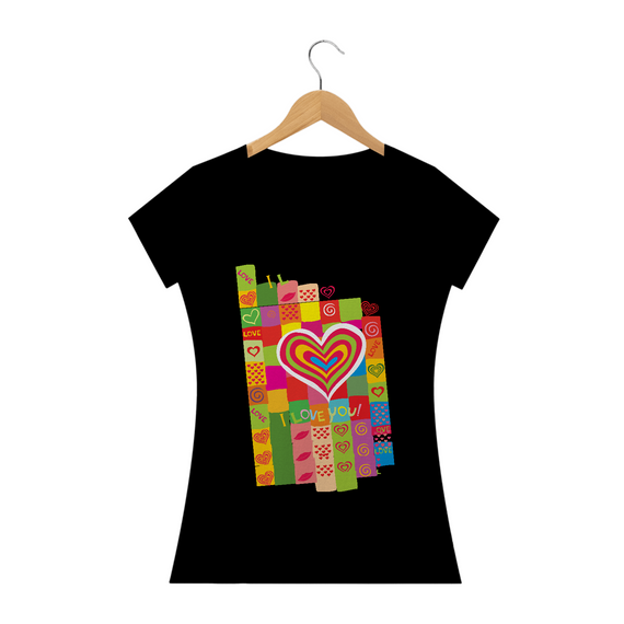 Camiseta Baby Look - namorados - i love you