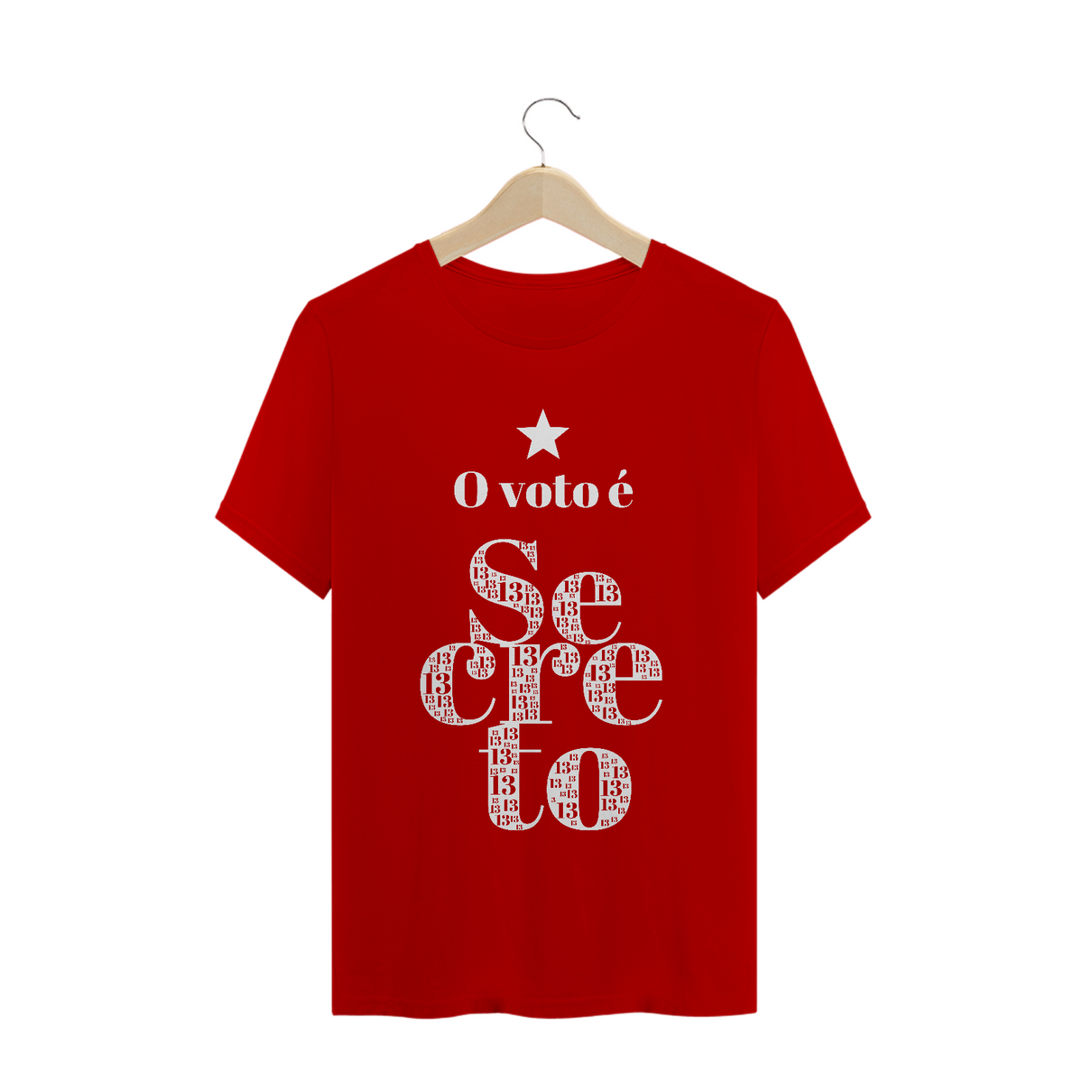 Nome do produto: Camiseta | O voto é secreto - branco | Siga a estrela