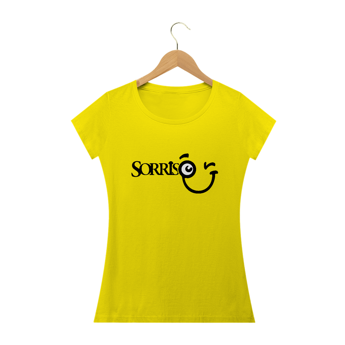 Nome do produto: Camiseta Babylook Sorriso Maroto (Estampa Preta)