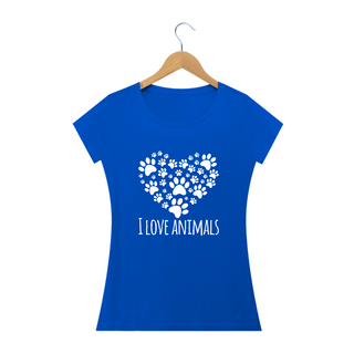 Nome do produtoCamiseta Babylook - I Love Animals (Eu Amo Animais/Pet)