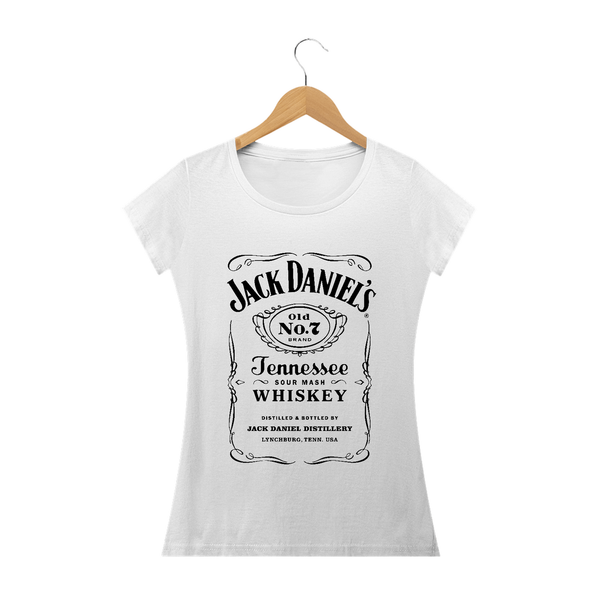 Nome do produto: Camiseta Babylook Jack Daniels - Estampa Preta - Camisetas de Boteco