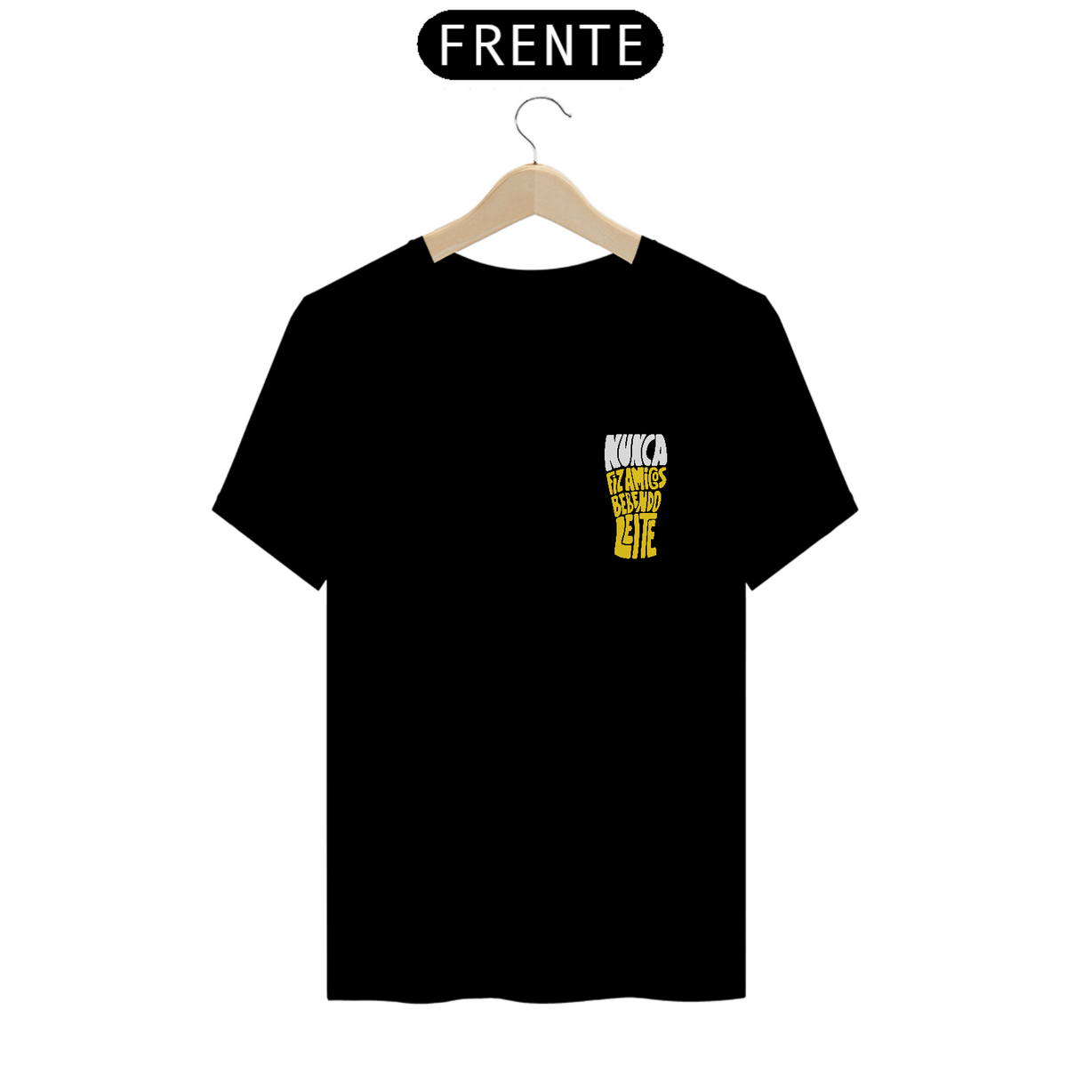 Nome do produto: Camiseta de Boteco - Copo Nunca Fiz Amigos Bebendo Leite